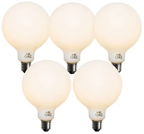 Set van 5 E27 dimbare LED lampen opaal G125 5W 450 lm 2700K