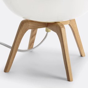 Tafellamp in hout en opaline glas, Boldo