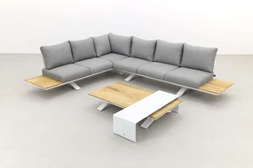 Suns Stockholm loungeset - White/teak - light antraciet