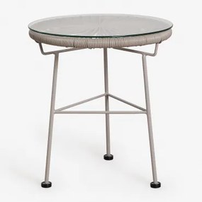 Ronde Tuinbijzettafel In Ijzer En Synthetisch Riet (ø45 Cm) Acapulco Bruin - Mokka - Sklum