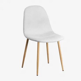 Pak 2 Glamm-eetkamerstoelen In Natuurlijk Hout & Stof Gebroken Wit & Tela - Sklum