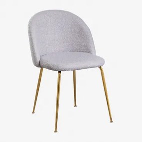 Kana Design Eetkamerstoel In Teddystof Gris Claro & Goud - Sklum