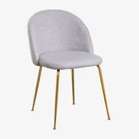 Kana Design Eetkamerstoel In Teddystof Gris Claro & Goud - Sklum