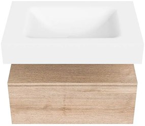 Zaro Alan badmeubel 70cm washed oak 1 lade met vrijhangende wastafel cloud midden 1 kraangat talc