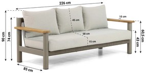 Stoel en Bank Loungeset 5 personen Aluminium/Rope Taupe  Santika Furniture Santika
