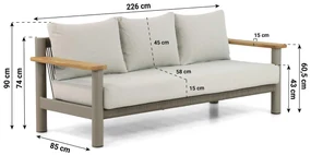 Stoel en Bank Loungeset 5 personen Aluminium/teak Taupe  Santika Furniture Santika