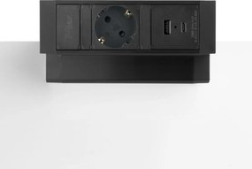 Bureau Stekkerdoos Zwart 1x230V, 1xUSB-A, 1xUSB-C (incl. Aansluitsnoer Randaarde 1,5 Meter)