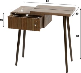 Houten Nachtkastje Met Lade Rechts - 60x30x61cm.