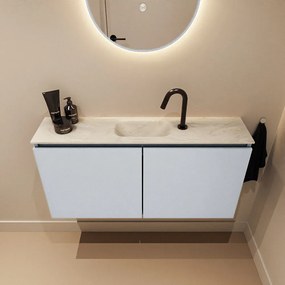 Mondiaz Ture DLux toiletmeubel 100cm clay met wastafel ostra midden met kraangat