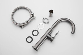 Saniclear Highriser hoge wastafelkraan met gebogen uitloop verouderd ijzer - gunmetal
