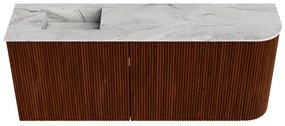 Mondiaz Joya DLux 100cm toiletmeubel ronding rechts ruby met wastafel faye links 1 kraangat glace