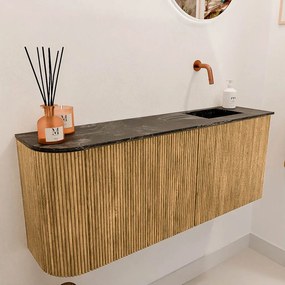 Mondiaz Joya DLux 100cm toiletmeubel ronding links oak met wastafel faye rechts zonder kraangat lava