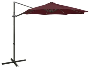 vidaXL Zweefparasol met paal en LED-verlichting 300 cm bordeauxrood