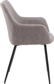VERA Lichtgrijs Taupe (stof Basel 34) - MODERNE KUIPVORMIGE GESTOFFEERDE STOEL VOOR WOONKAMER / LOFT