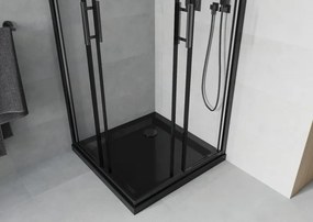 Mexen Rio kwadratische douchecabine 90 x 90 cm, transparant, zwart + Flat douchebak, zwart - 860-090-090-70-00-4070B