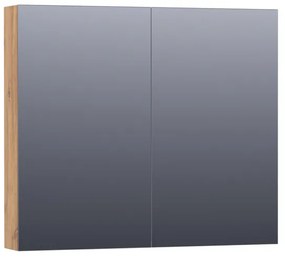 Saniclass Dual Spiegelkast - 80x70x15cm - 2 links- rechtsdraaiende spiegeldeur - MFC - old castle 7262