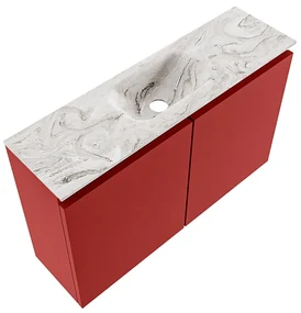 Mondiaz Ture DLux toiletmeubel 80cm fire met wastafel glace midden zonder kraangat