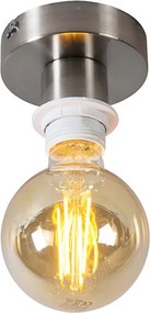 Moderne plafondlamp staal zonder kap - Combi