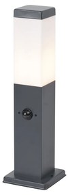 Buitenlamp antraciet met opaal glas 45cm IP44 met stopcontact en bewegingssensor - Malios Modern E27 IP44 Buitenverlichting
