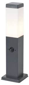 Buitenlamp antraciet met opaal glas 45cm IP44 met stopcontact en bewegingssensor - Malios Modern E27 IP44 Buitenverlichting
