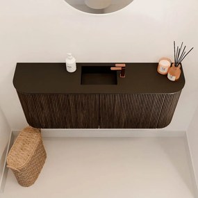 Mondiaz Joya 105cm toiletmeubel ronding links/rechts walnut met wastafel faye midden 1 kraangat urban