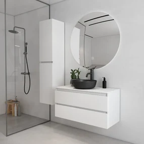Fontana Proma badmeubel 100cm met zwarte waskom mat wit