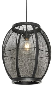 Oosterse hanglamp zwart stof 35 cm - RobOosters E27 ovaal Binnenverlichting Lamp