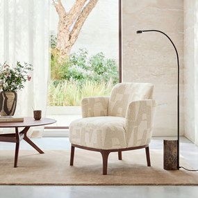 Fauteuil, massief notenhout en jacquard stof, JABOTE