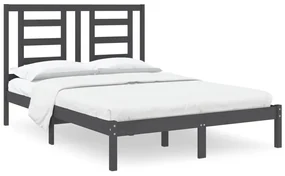vidaXL Bedframe massief hout grijs 120x190 cm 4FT Small Double
