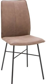 Goossens Eetkamerstoel Daan bruin leer leuning, modern design