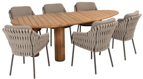 Corsica Montera pebble dining tuinset 7 delig 240x130xH75 cm teak terre 4 Seasons Outdoor