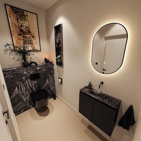 MONDIAZ TURE-DLUX 60cm toiletmeubel Urban. EDEN wastafel Lava positie midden. Zonder kraangat. TUREDX60URBM0LAV