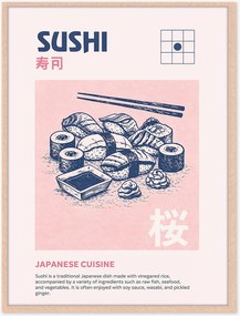 Ingelijste digitale print Sushi, handgemaakt