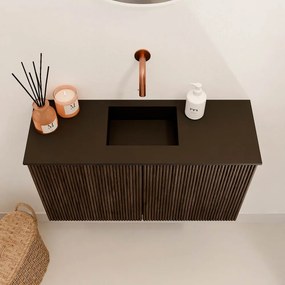Mondiaz Joya 70cm toiletmeubel walnut met wastafel faye midden zonder kraangat urban