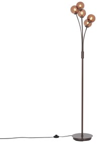 Design vloerlamp brons met brons glas 5-lichts - Athens Design G9 bol / globe / rond Binnenverlichting Lamp