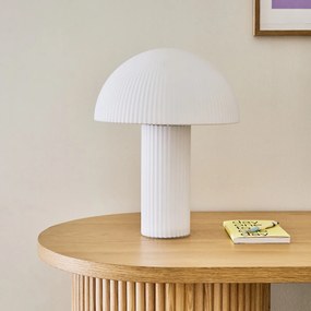 Paddenstoellamp gestreept opaline glas H41,7cm LOULOU