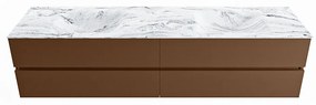 Mondiaz Vica DLux badmeubel 200cm rust 4 lades met wastafel glace dubbel zonder kraangat