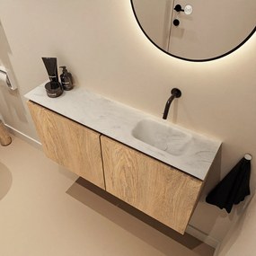 Mondiaz Ture DLux toiletmeubel 100cm washed oak met wastafel opalo rechts zonder kraangat