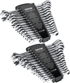 VEVOR-sleutelset 30-delige ratelsleutelset met opbergrek, sleutelset van Cr-V-staal SAE 1/4 tot 1 inch, metrisch 8 tot 24 mm, ideaal voor algemeen huishouden, garage, werkplaats