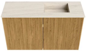 Mondiaz Joya DLux 70cm toiletmeubel oak met wastafel faye rechts 1 kraangat meli