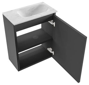 Mondiaz Ture DLux toiletmeubel 40cm dark grey met wastafel opalo rechts zonder kraangat