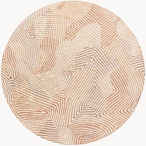 Rond jacquard in- & outdoor vloerkleed Coral, wasbaar