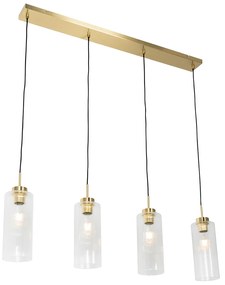 Eettafel / Eetkamer Art Deco hanglamp goud met glas 4-lichts - Laura Art Deco E27 Binnenverlichting Lamp
