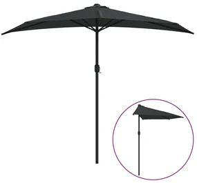 vidaXL Balkonparasol half met aluminium paal 270x135x245 cm zwart