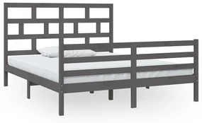 vidaXL Bedframe massief grenenhout grijs 160x200 cm