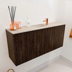 Mondiaz Joya DLux 90cm toiletmeubel walnut met wastafel faye midden 1 kraangat frappe