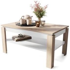 ASTI-R Sonoma eiken/wit mat - moderne salontafel met uitschuifbaar blad