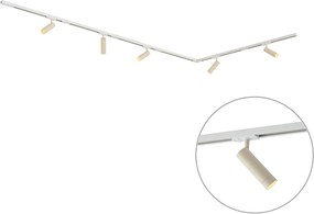 Modern railsysteem met 5 spots wit met beige 1-fase GU10 35mm - Iconic Jeana Luxe