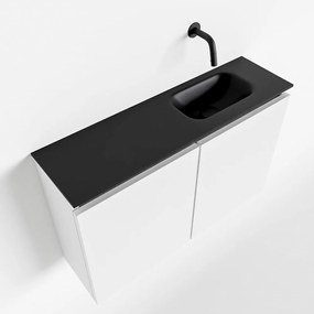 Mondiaz Ture 80cm toiletmeubel talc met wastafel urban rechts geen kraangat