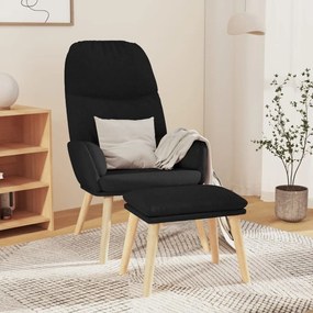 vidaXL Relaxstoel met voetenbank stof zwart